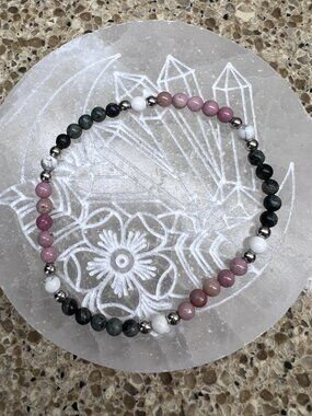 Rhodonite, Moss Agate, & Howlite Vitality Bracelet